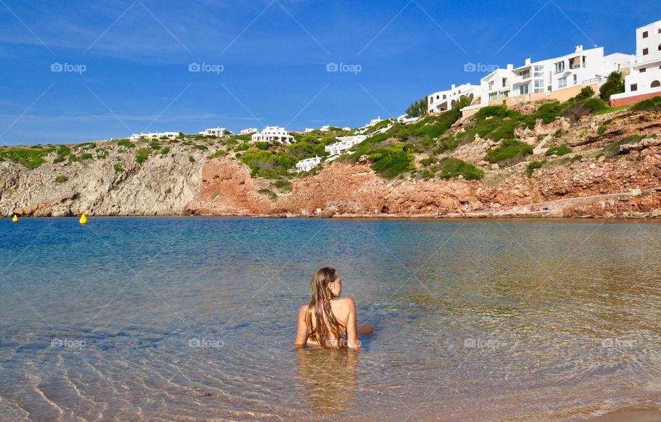 Swimming on Menorca island balearic sea 