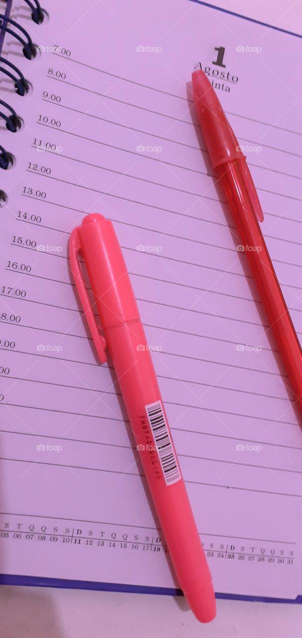 notebook lápis caneta pink