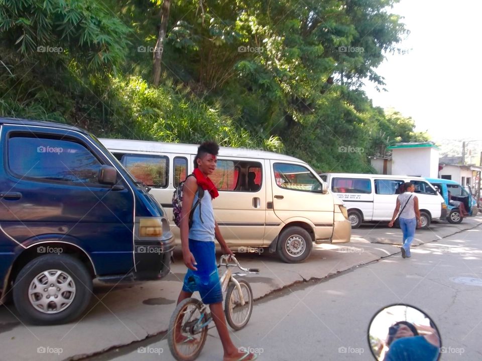 Photo from moving car traveling in Roatan, Honduras