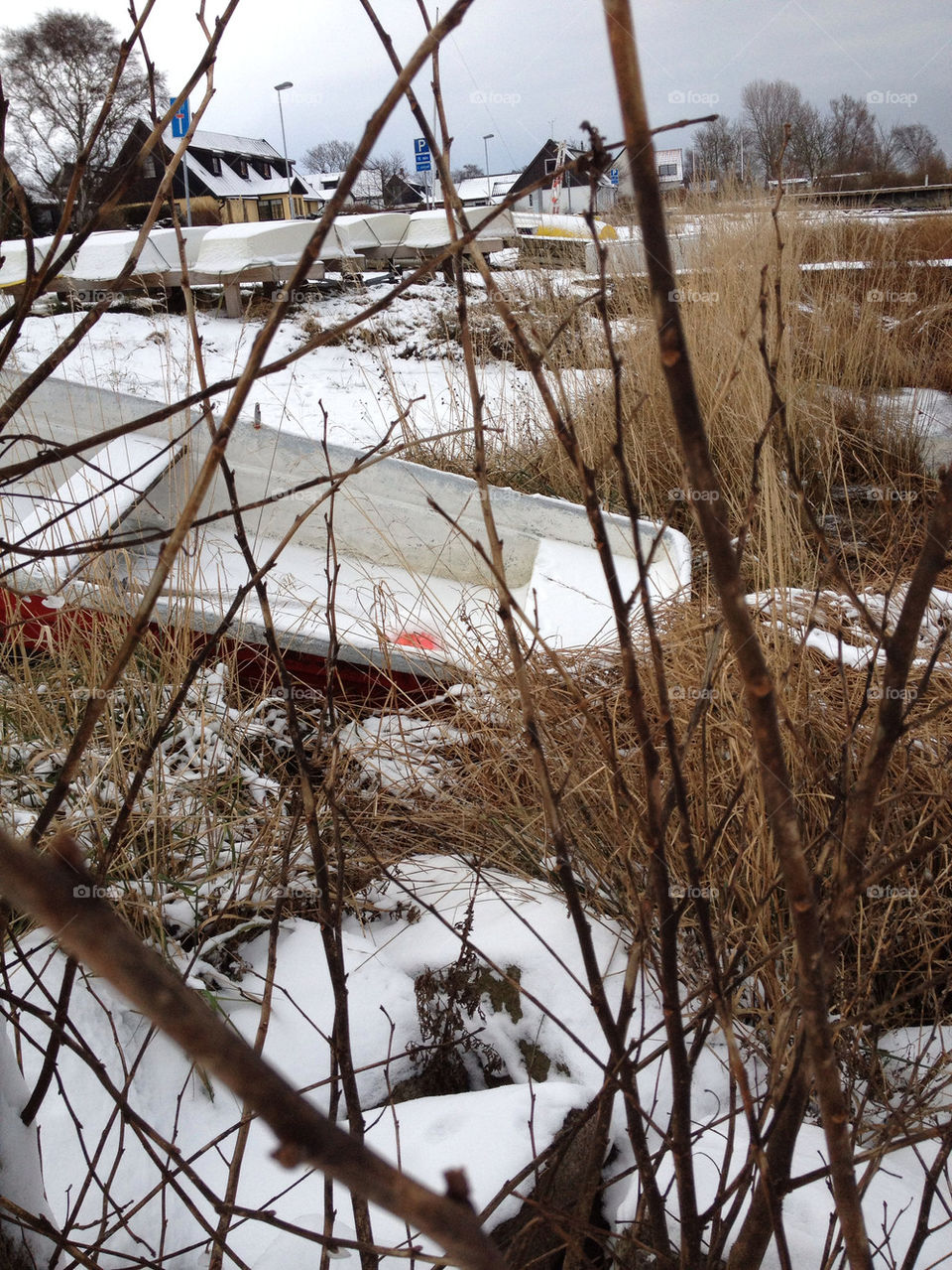 snow boat winter. nature winter by liselott