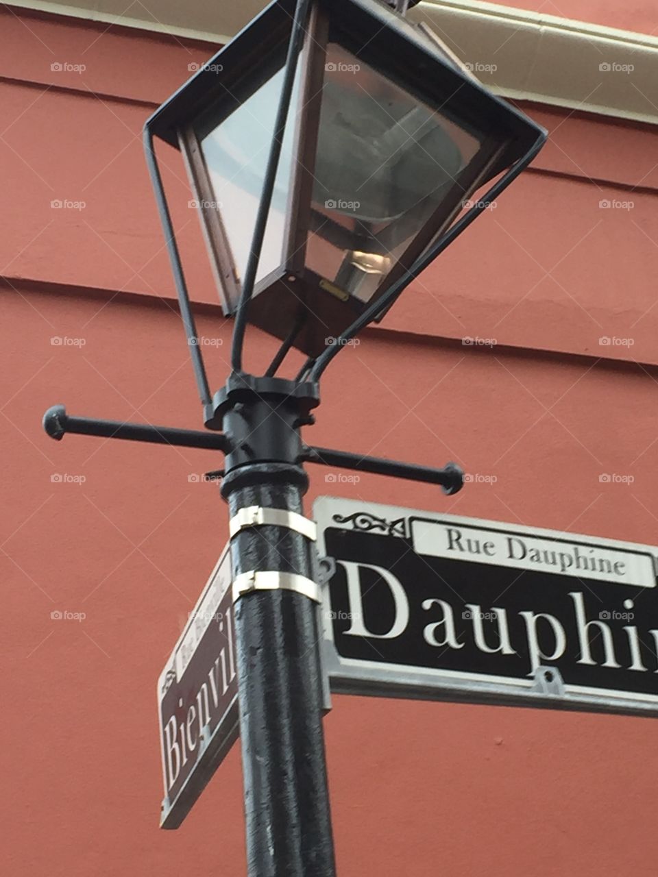 Street lamp sign in New Orleans 