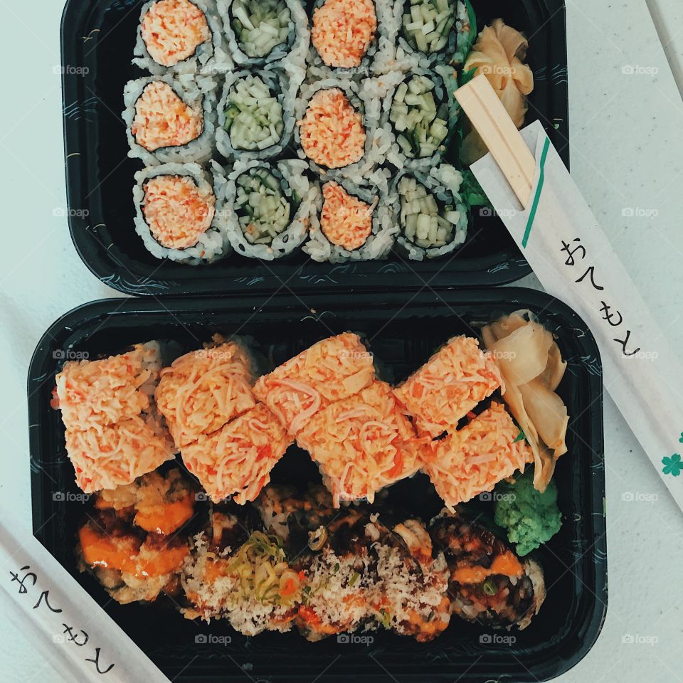 Sushi Rolls, Sushi Takeout, Eating Sushi At Home, Sushi With Chopsticks 