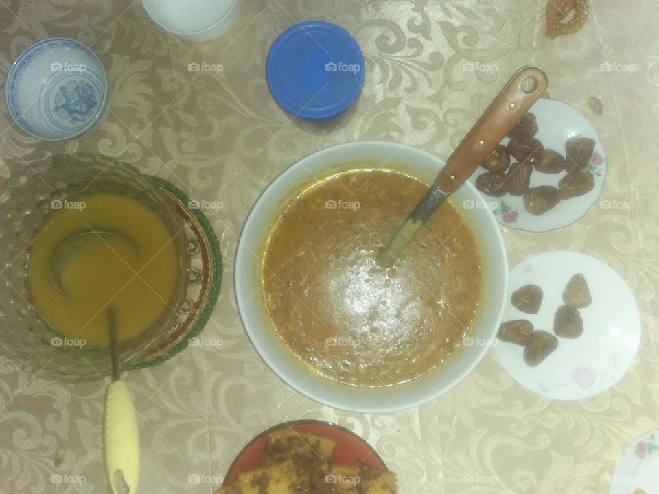 Delicious table of ramadan:  various moroccan food.