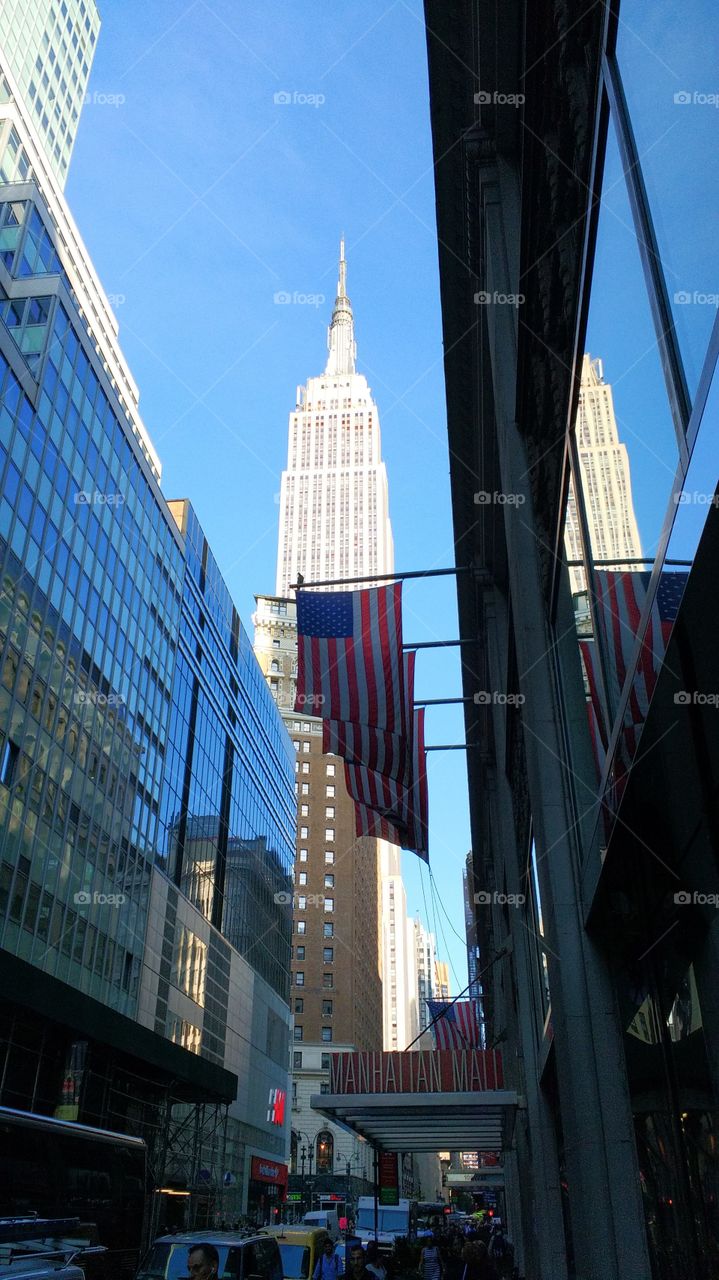 Flags looking on Empire State Building