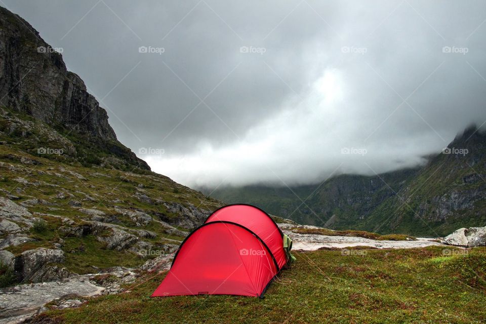 View of tent in a valley