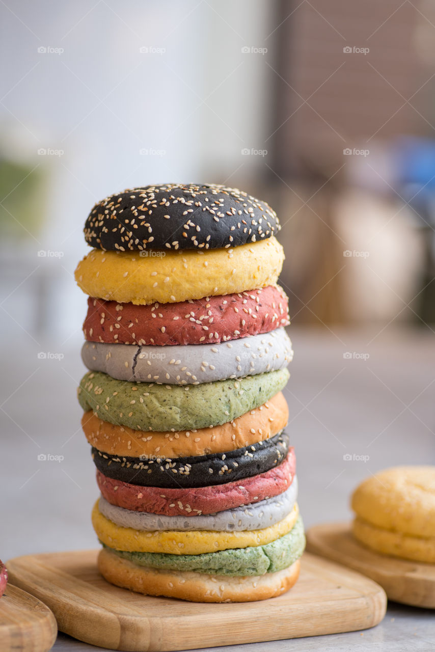 Colorful buns for burger