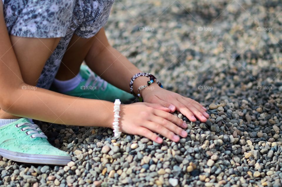 Playing in the pebbles