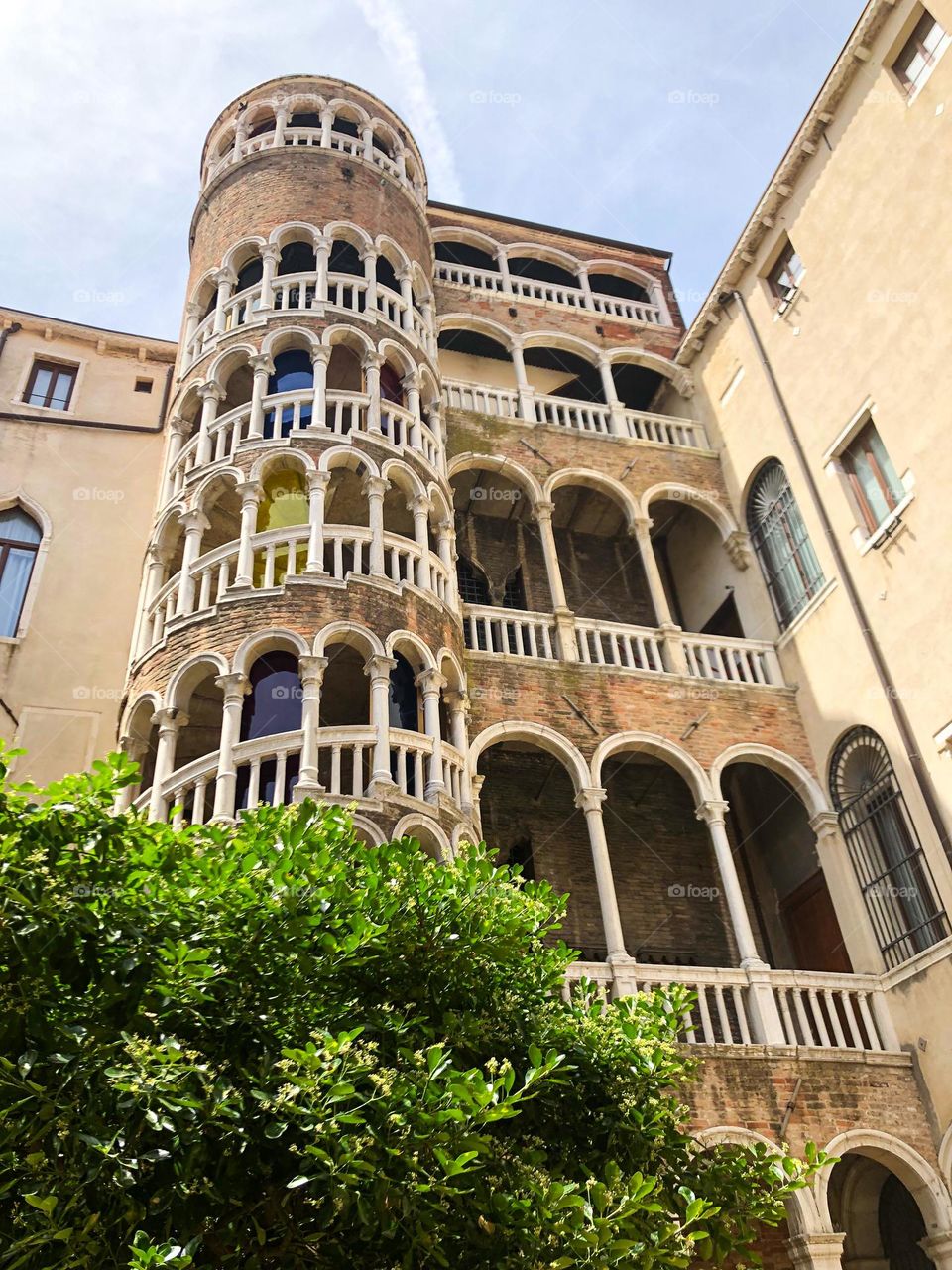 Beautiful building in Venice Italy arches tower