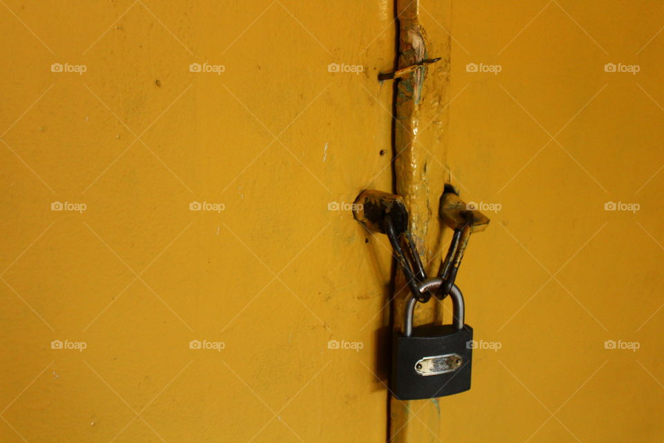 lock on wooden door