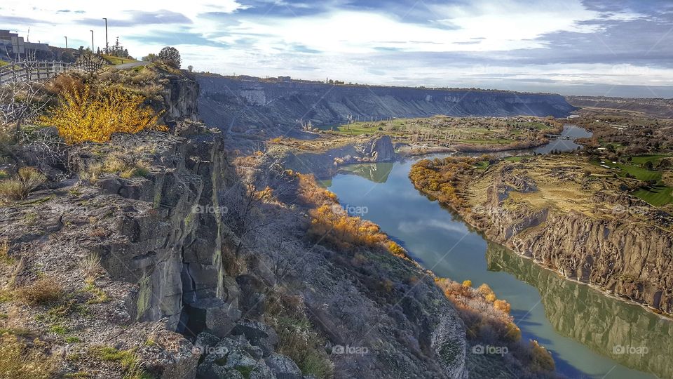 River carving through rocks in desert Plains landscape