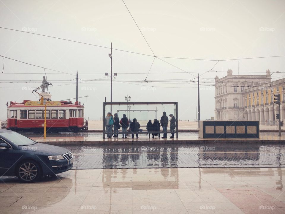 People at bus stop