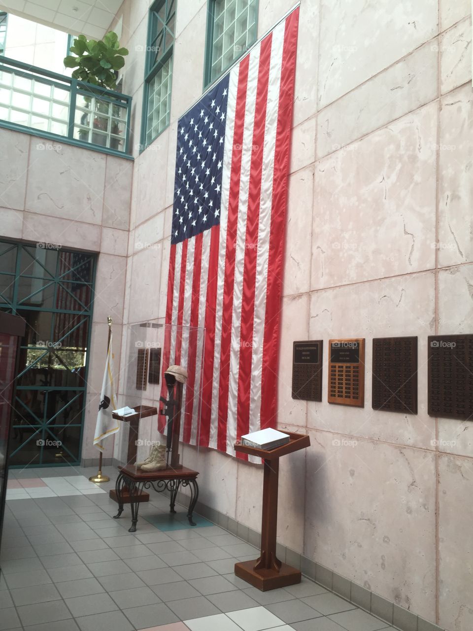 American flag.  Old Glory at VA Administration building in St Petersburg, Florida 