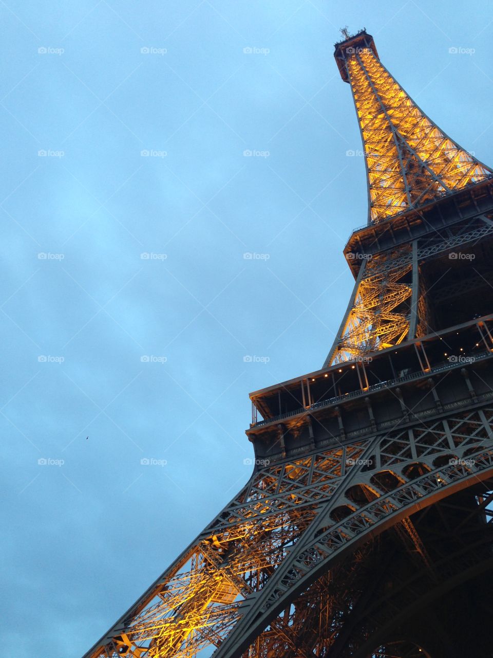 Eiffel Tower at dusk. 