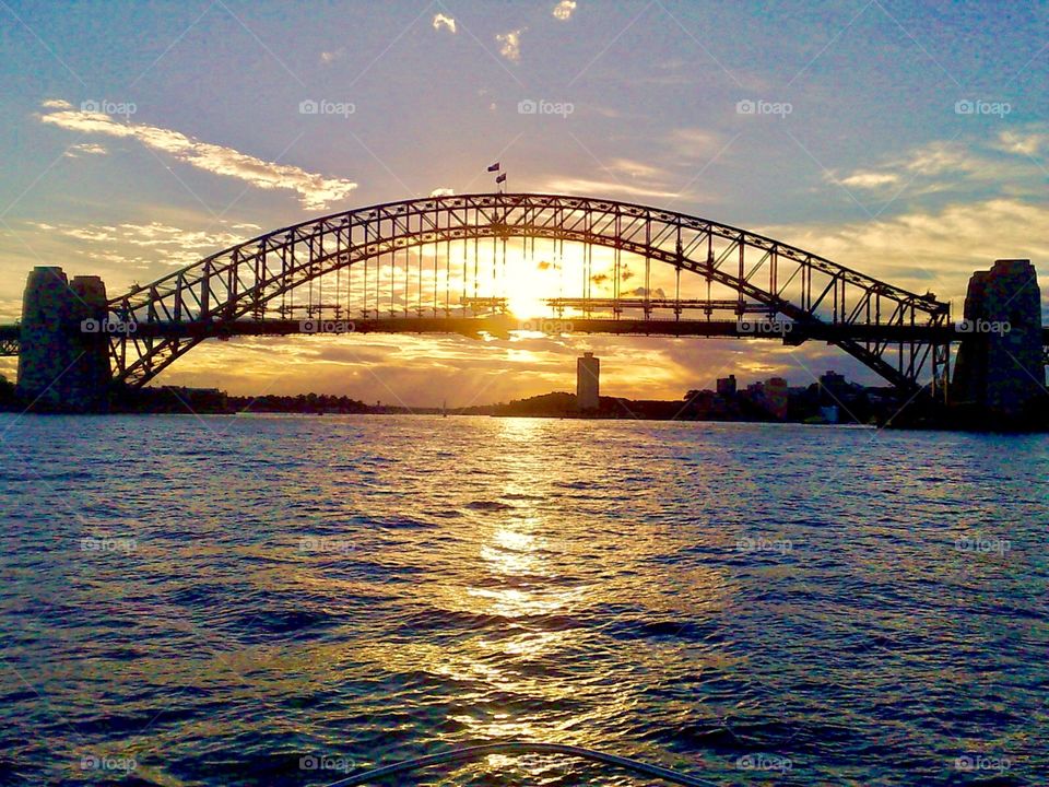 Sydney harbour bridge at sunset 