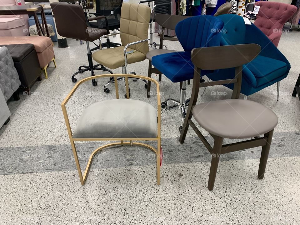display of chairs at the department store 