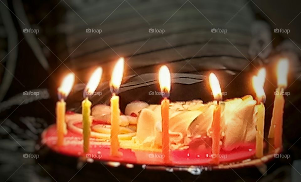 Birthday cake with candles lightning
