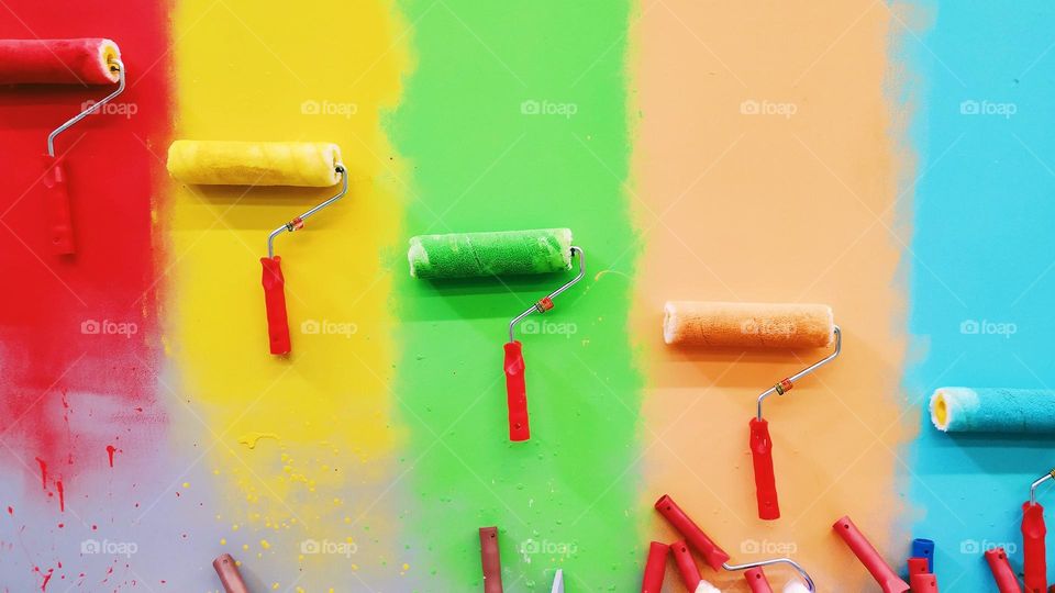 colorful paints on the wall