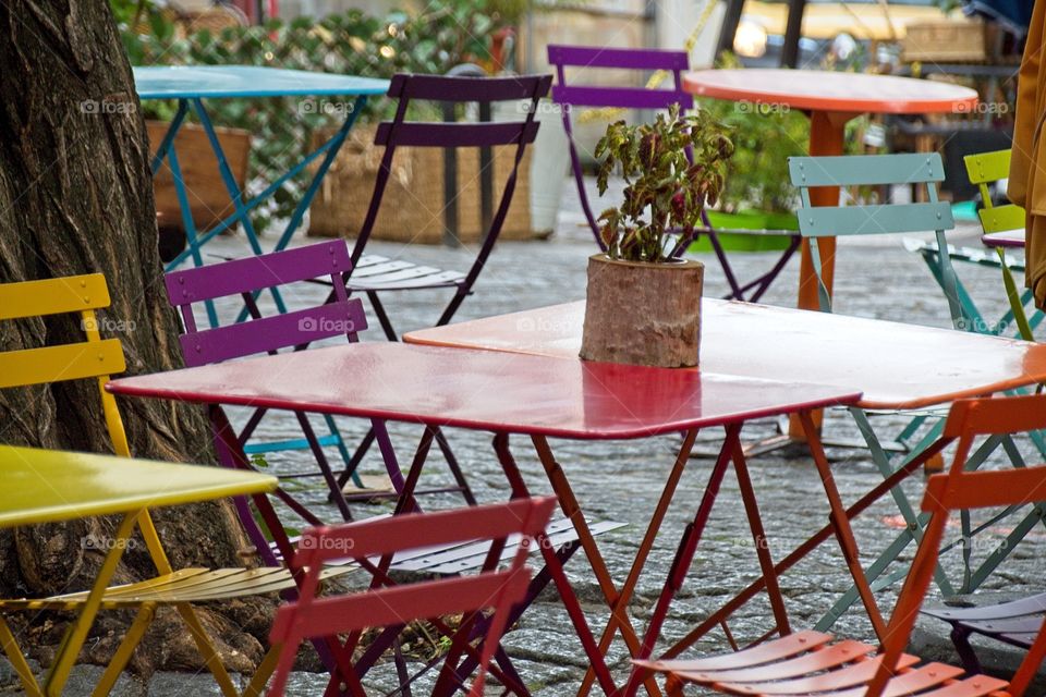 table and chairs in the garden