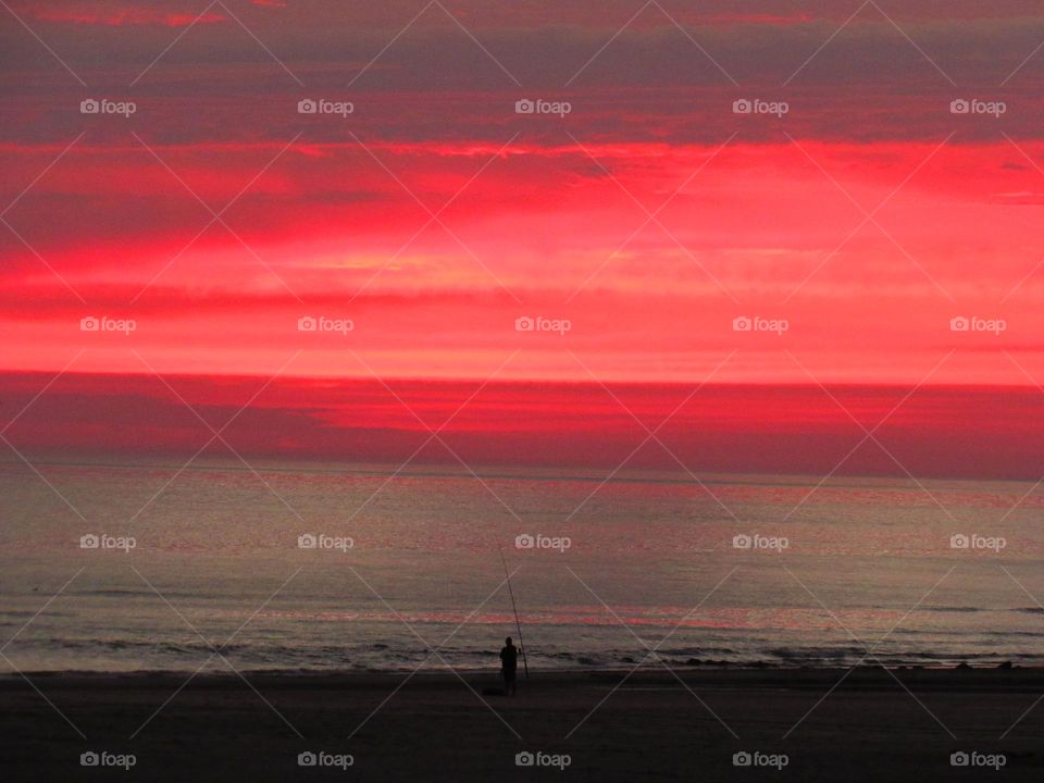 Fishing at sunset