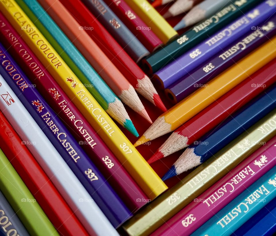 Faber-Castell colourful pencils in a pattern