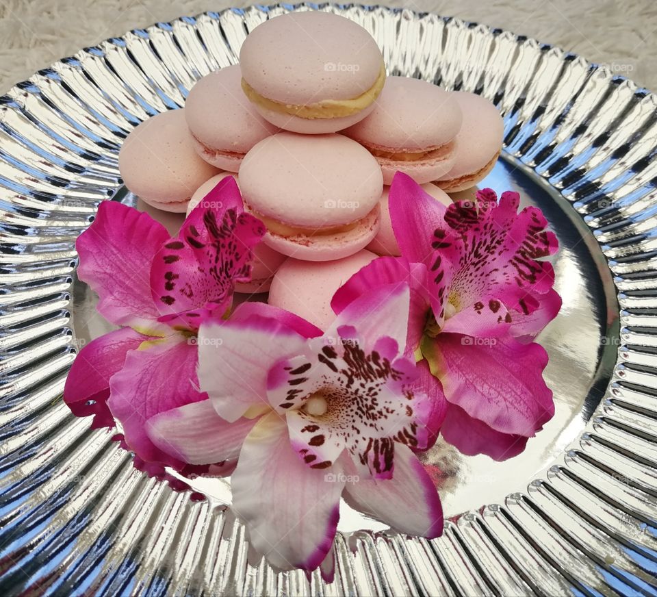 French macarons. Delicious treat for you and your friends on a Sunday afternoon.