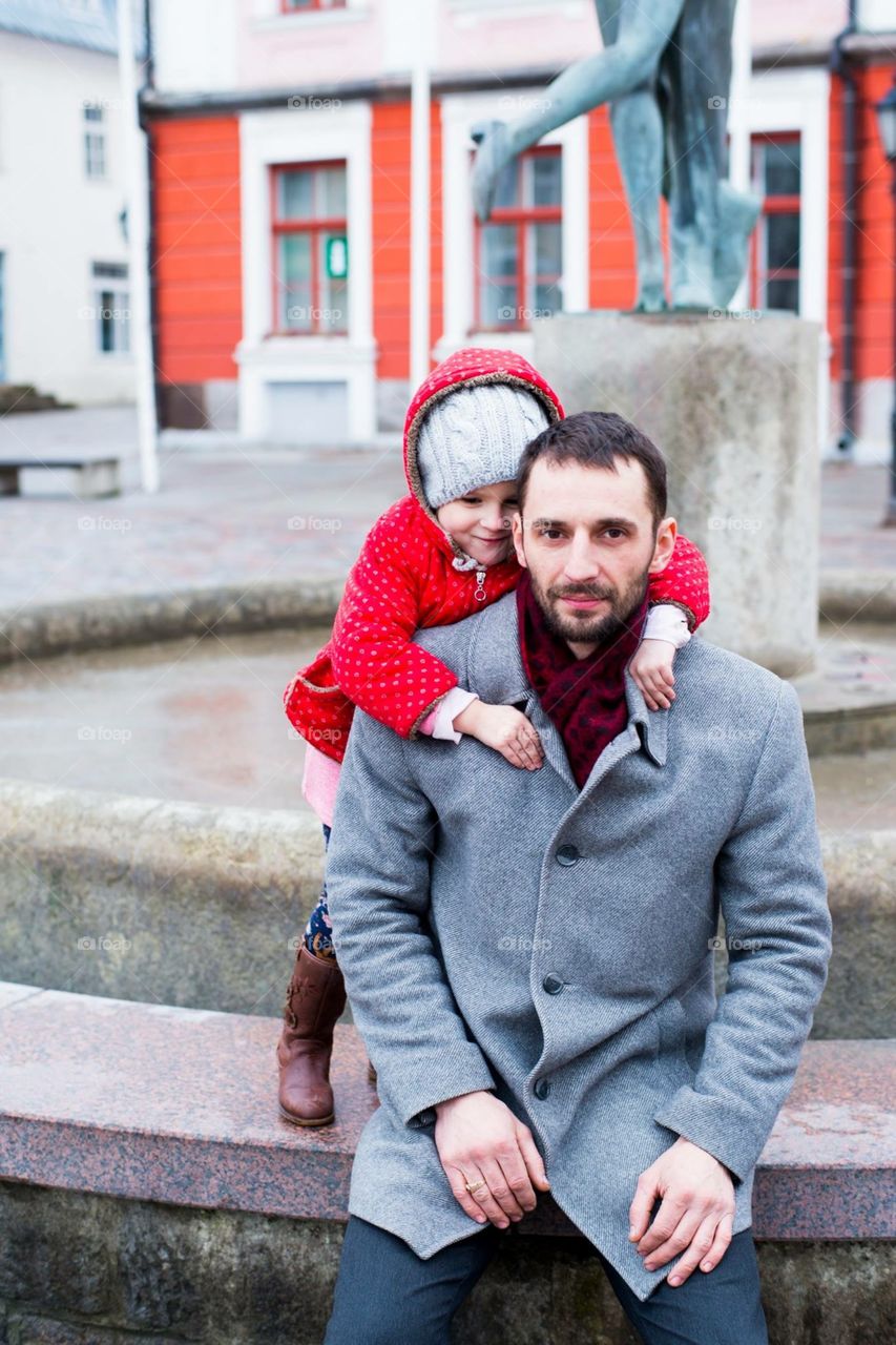 Man and child , family love , Tartu