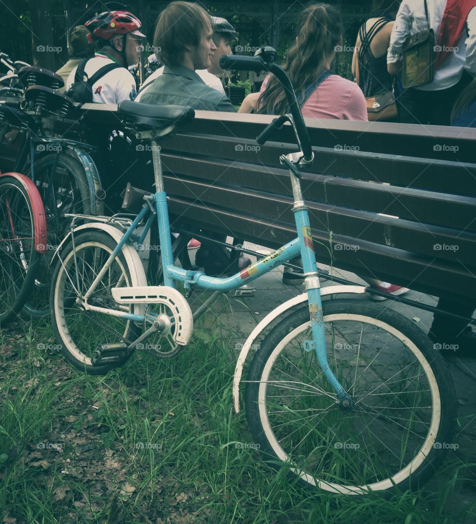Soviet vintage bicycle on a vintage bicycles exhibition in Moscow, Russia
