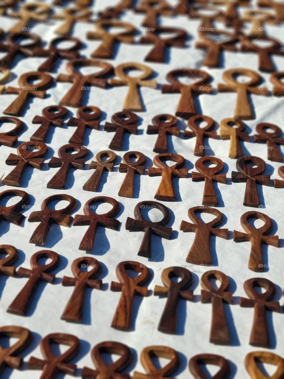 wooden  key of life sold at the pier at Aswan Egypt