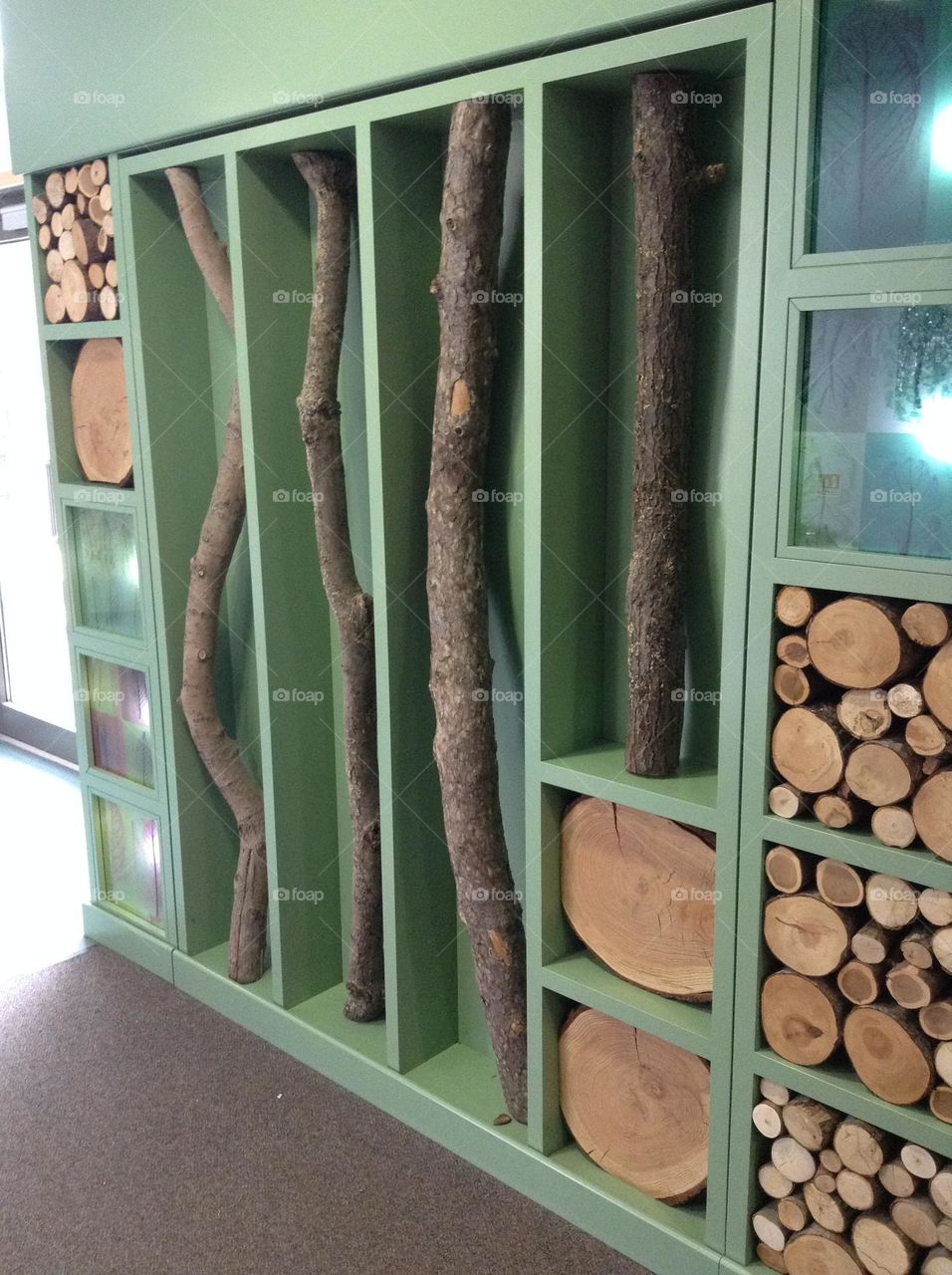 Wooden branches in a cupboard 