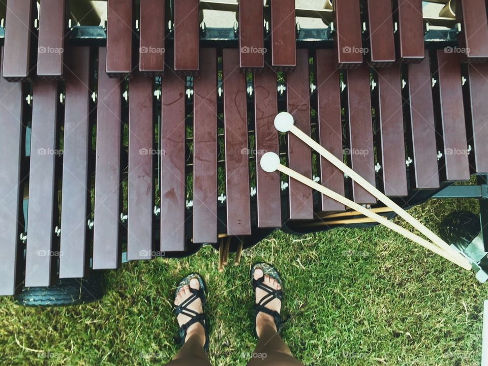 Chacos and my xylophone playing for the famous maroon band. 