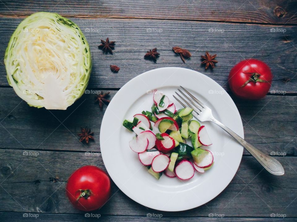 vegetable salad and tomatoes