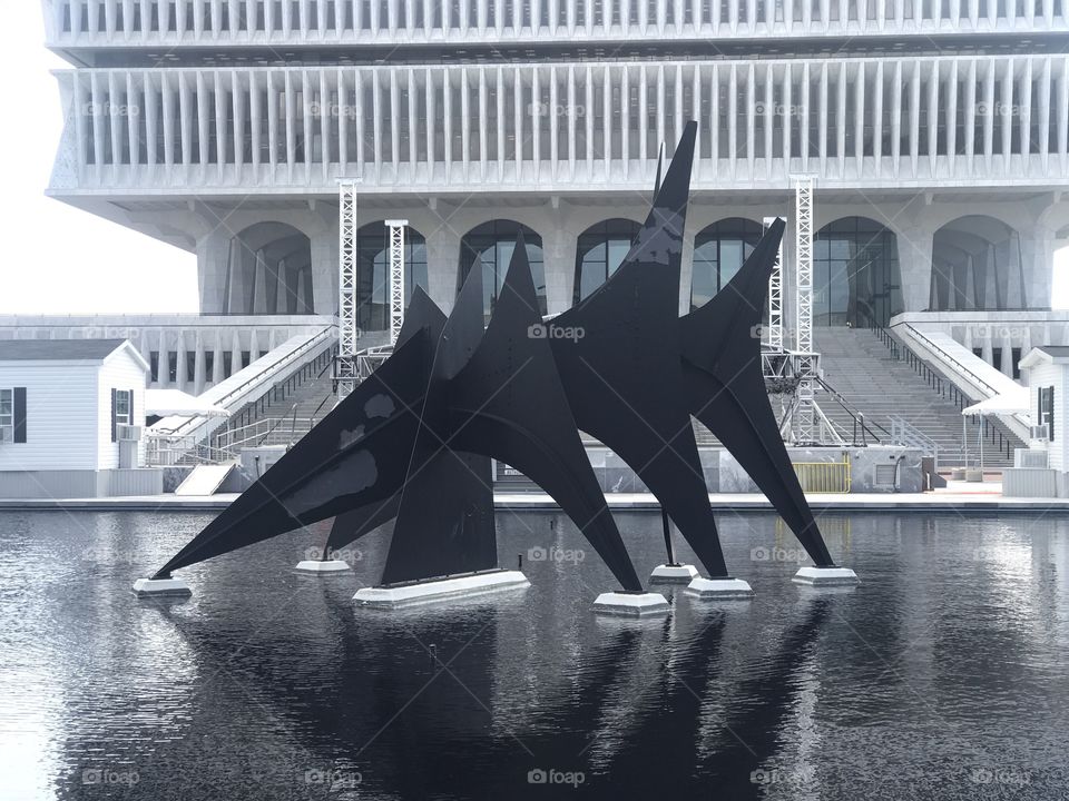 Alexander Calder - Triangles and Arches. 1965. Painted steel. Located on Empire State plaza, Albany NY.   