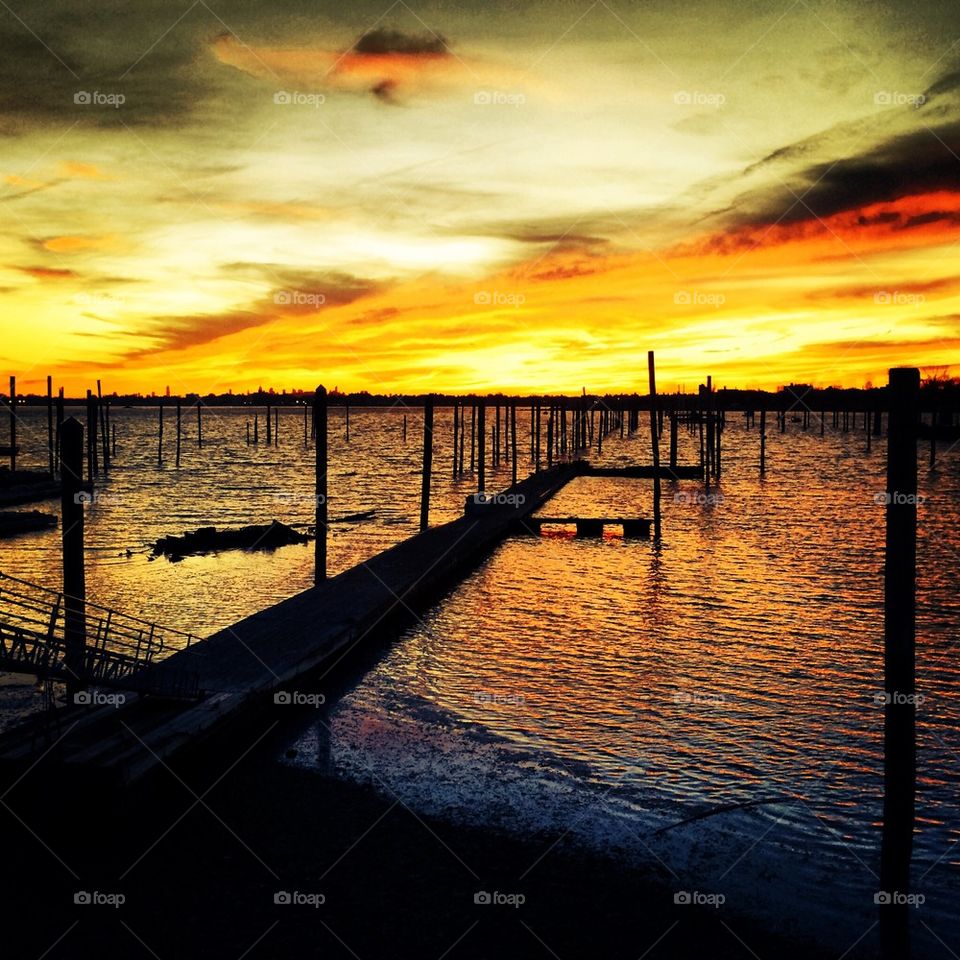 Dramatic sky reflecting in sea
