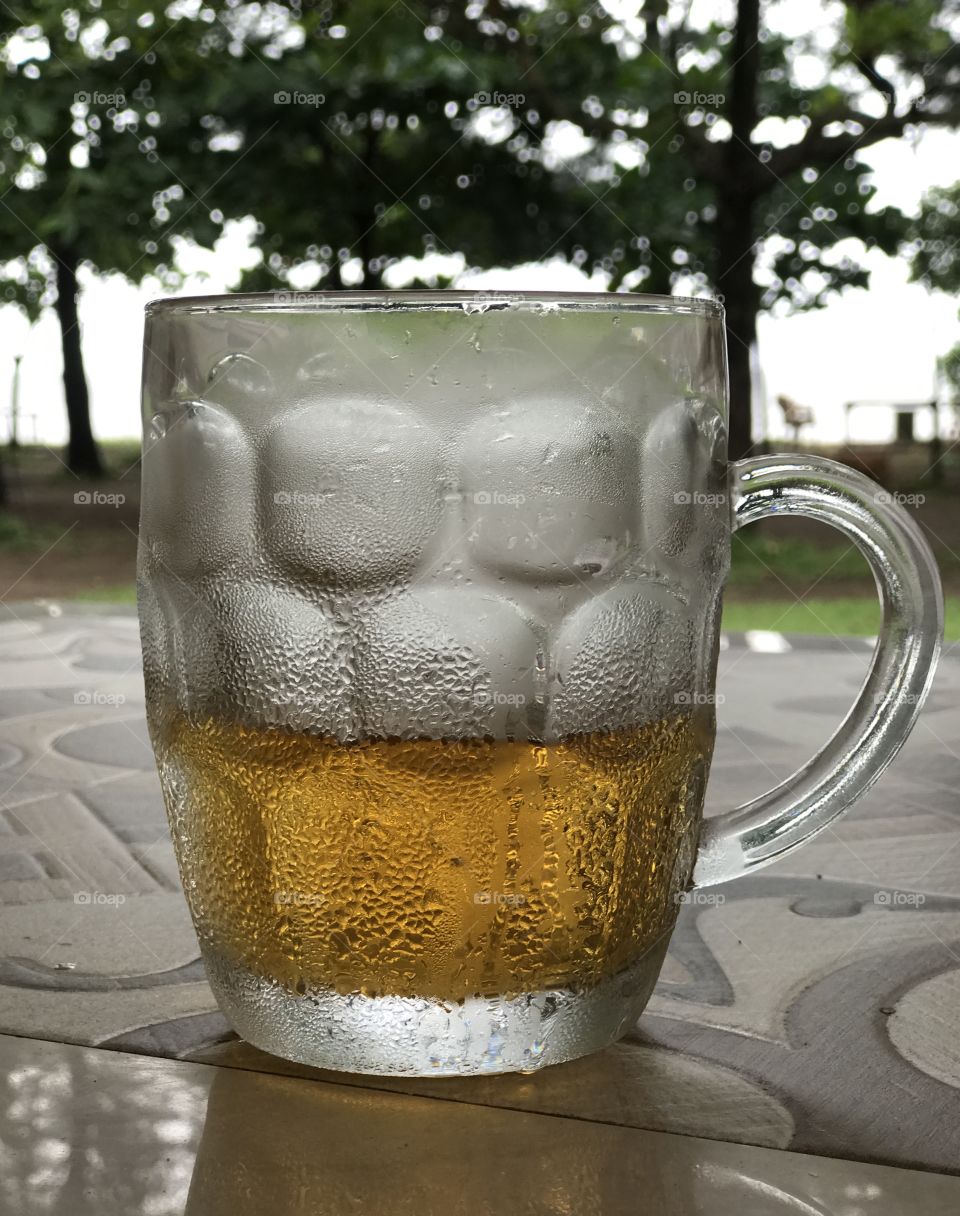 Mug of chilled beer