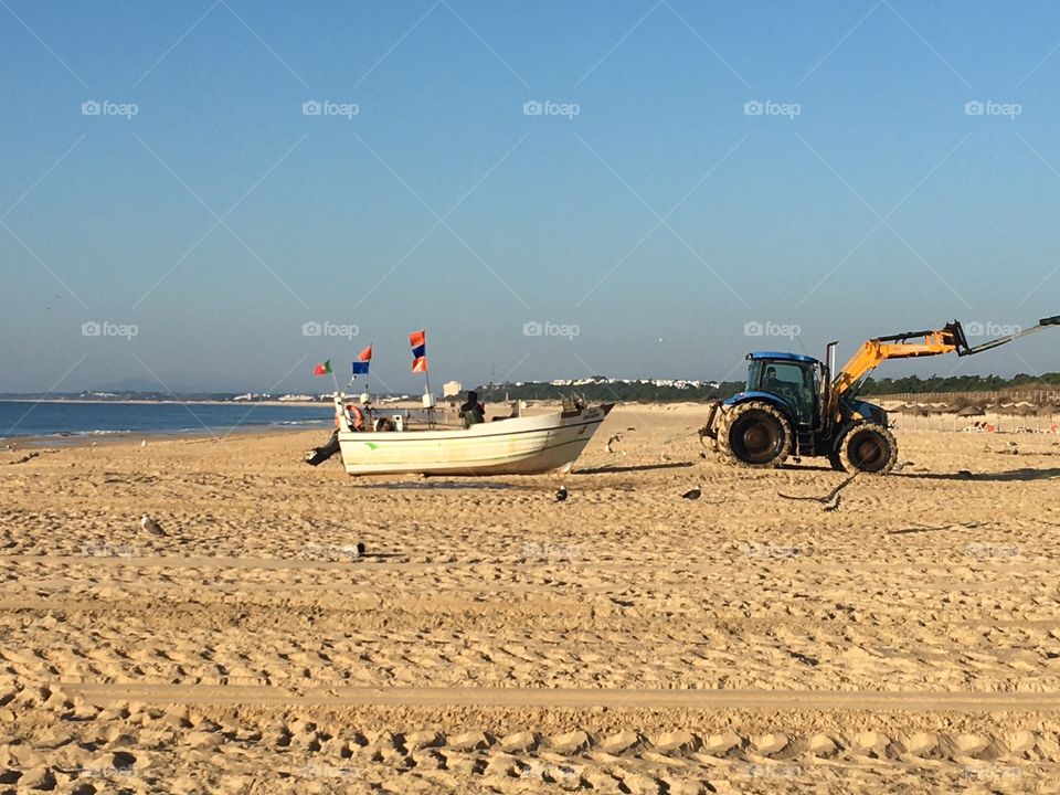 Tractor and fish boat 