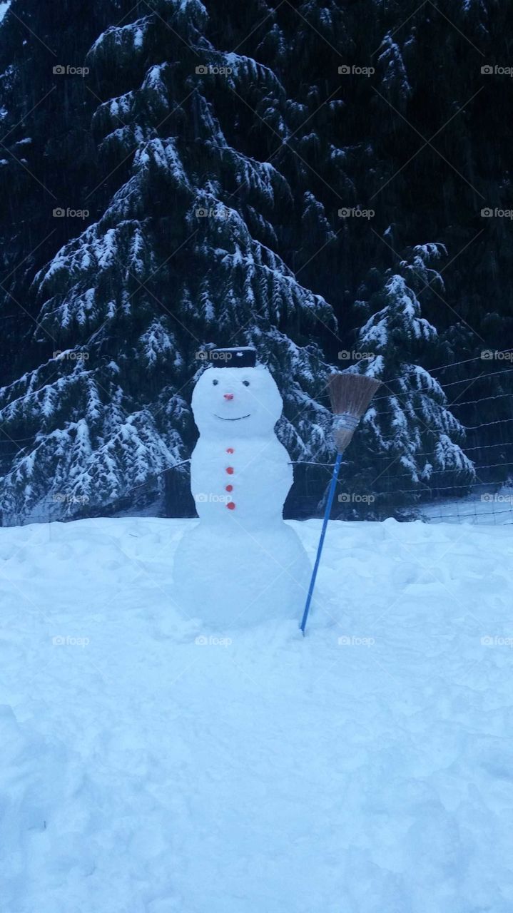 Snowman on duty