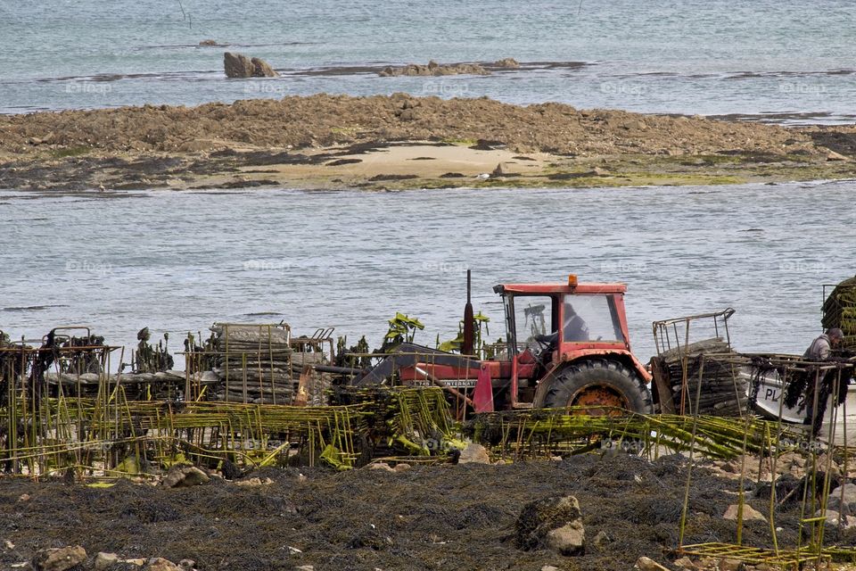 tractor on the beach in brittany