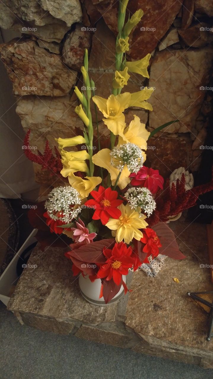 Vase of garden flowers