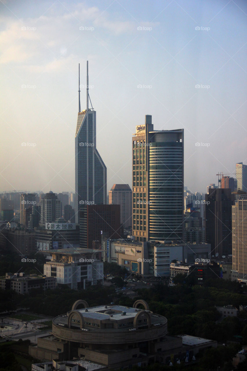 skyscrapers in shanghai. Some shanghai skyscrapers, finally visible after some days of smog. china