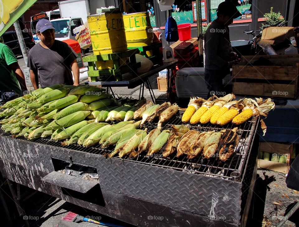 Roasted corn on the cob at NYC street food festival