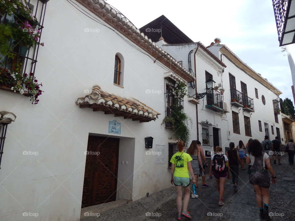 The white walls of the Albacin in Granada, Spain 