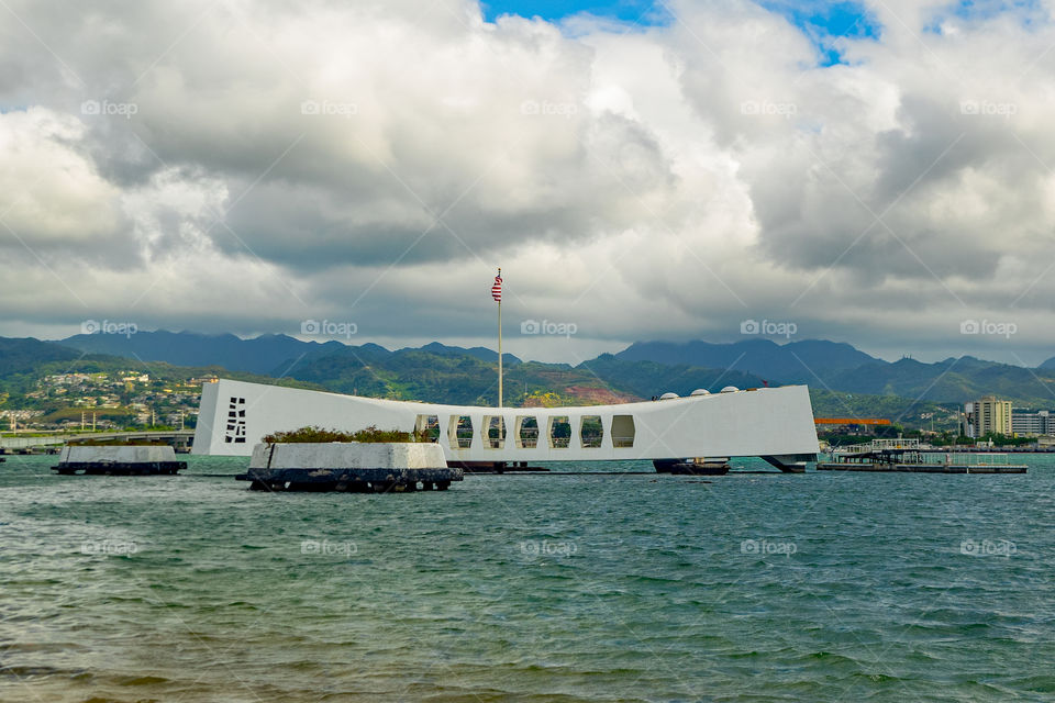 USS Arizona Memorial from Ford Island, Oahu Hawaii