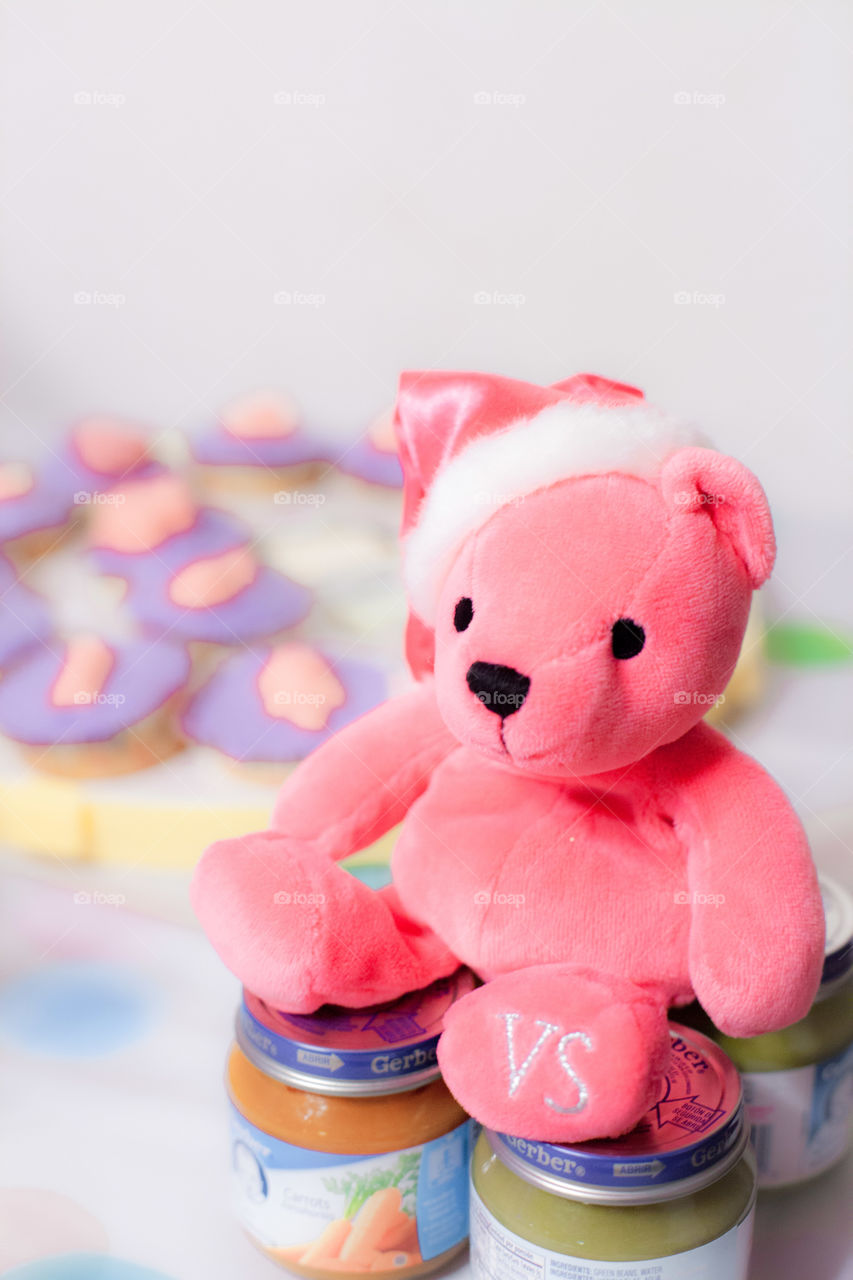 Pink Bear at a Baby Shower