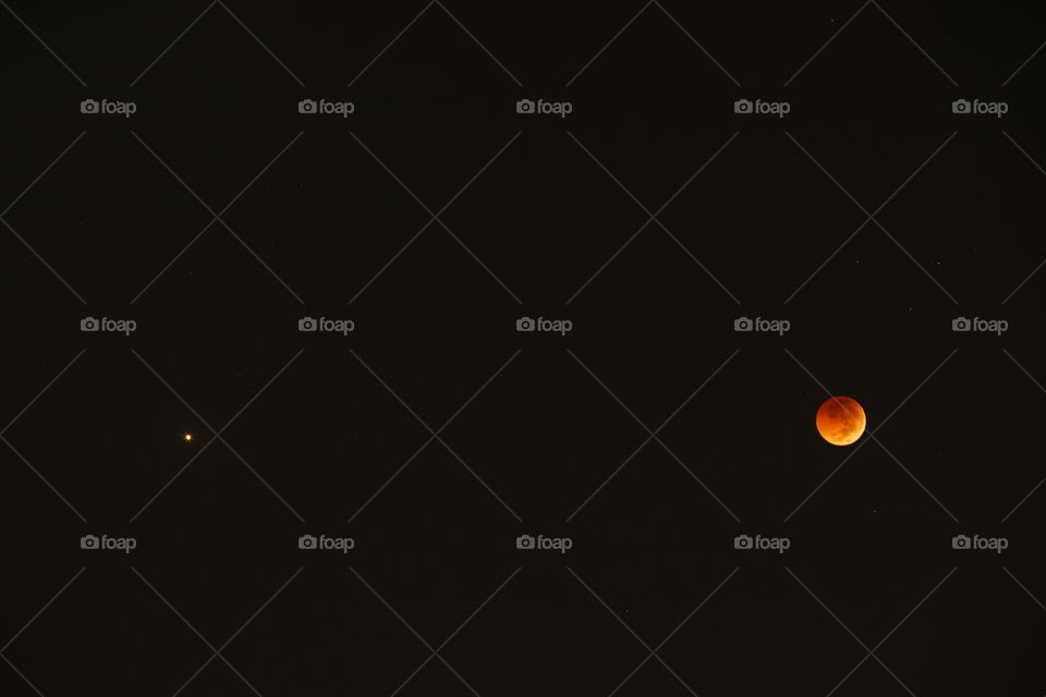 moon and mars, face to face on the ecclipse on 28-07-2018