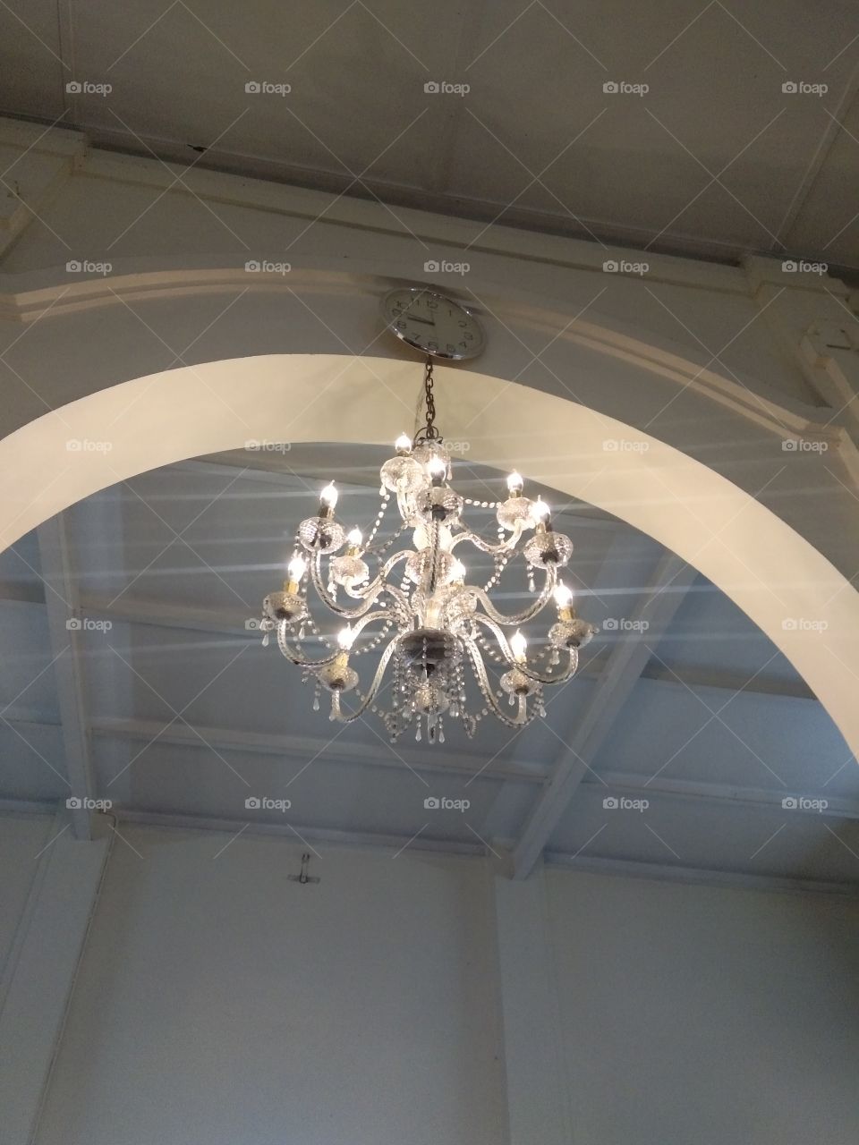 ornate hanging lamp in the church room