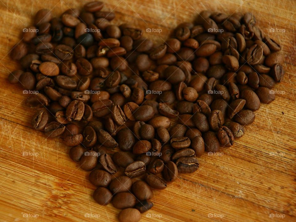 Heart from coffee beans
