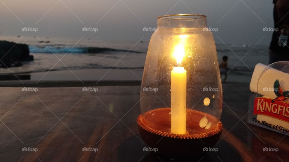 candle light at the sea shore. beautiful nature and relaxing at beach. nature, beach, sea