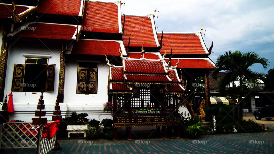 Buddhist temple in the downtown of chiang Mai northern Thailand