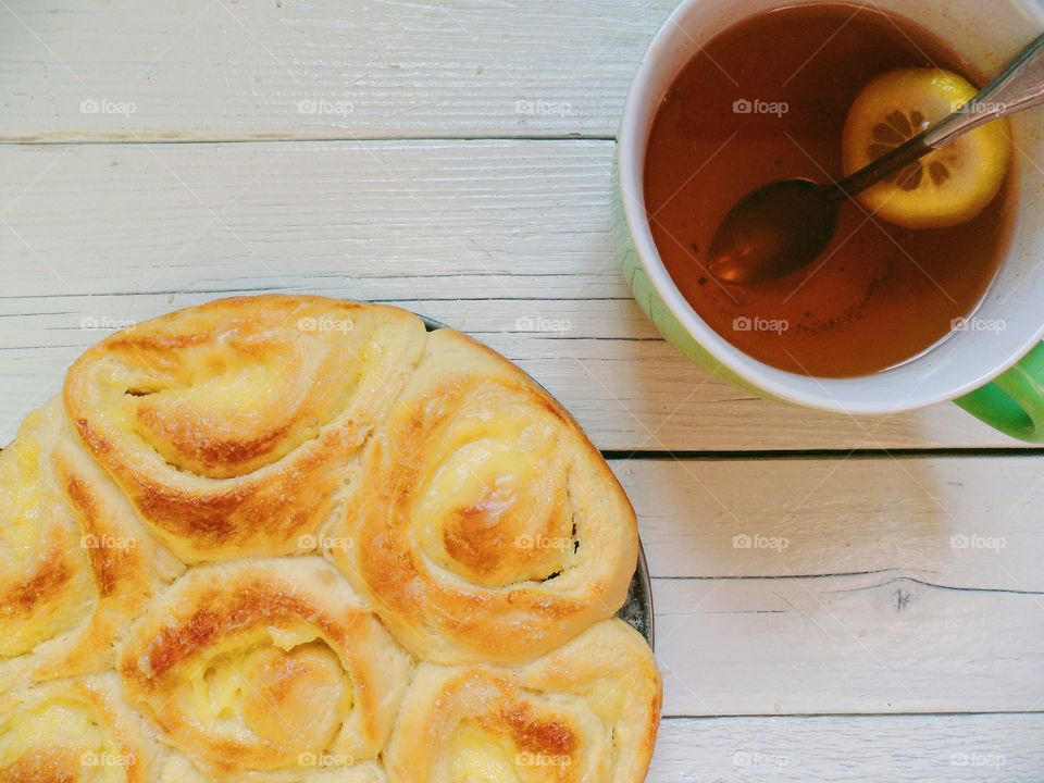 cake and cup of tea