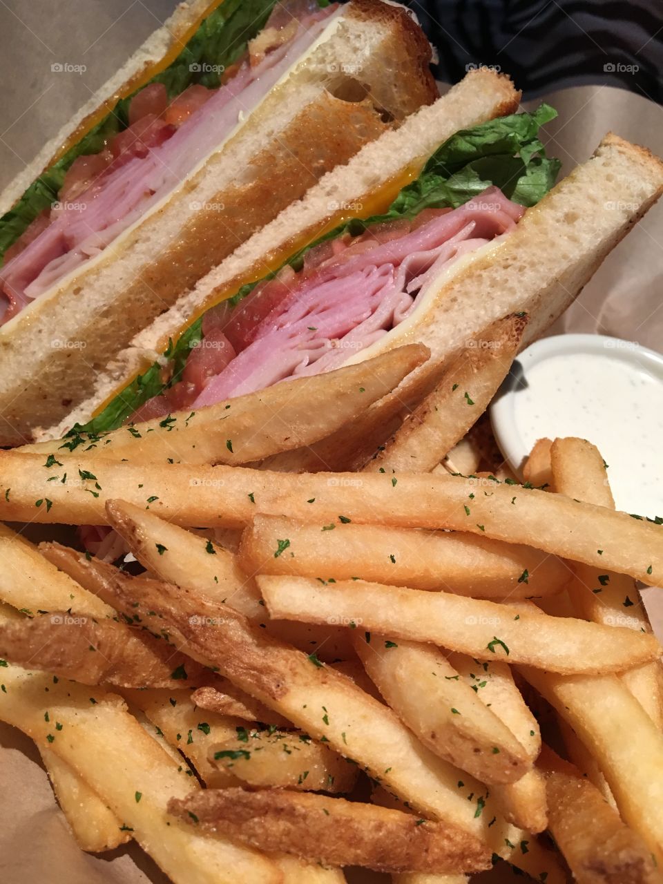 Club Sandwich and Fries